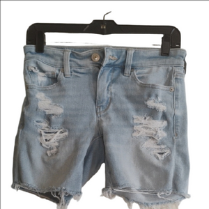American Eagle Outfitters Blue Cut-Off Distressed Jean Shorts. Size 2.